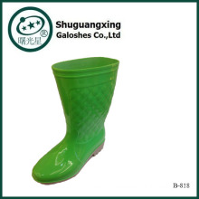 Shugxin Green Household Women's High Nature rubber Rain boots Low Heel B-818